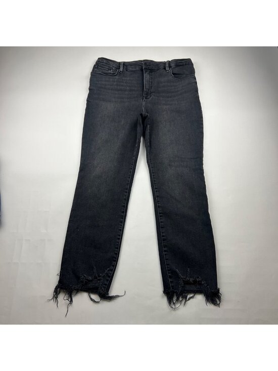 Good American Denim - Good American Washed Black Stretch Denim Good Classic Distressed Jeans 14